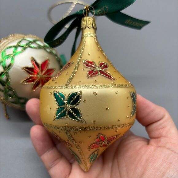 Waterford Holiday Heirlooms Ornament Set Celtic Cross Colleen Egg Poinsettia Top - Picture 6 of 12
